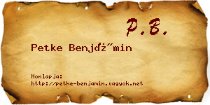 Petke Benjámin névjegykártya